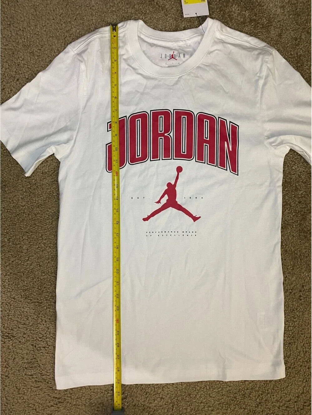 Air Jordan T Shirt Mens Small White Cotton Jumpman Graphic Crew Neck Performance